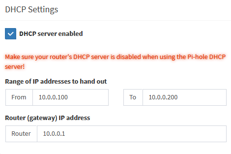تنظیمات DHCP در Pi-hole